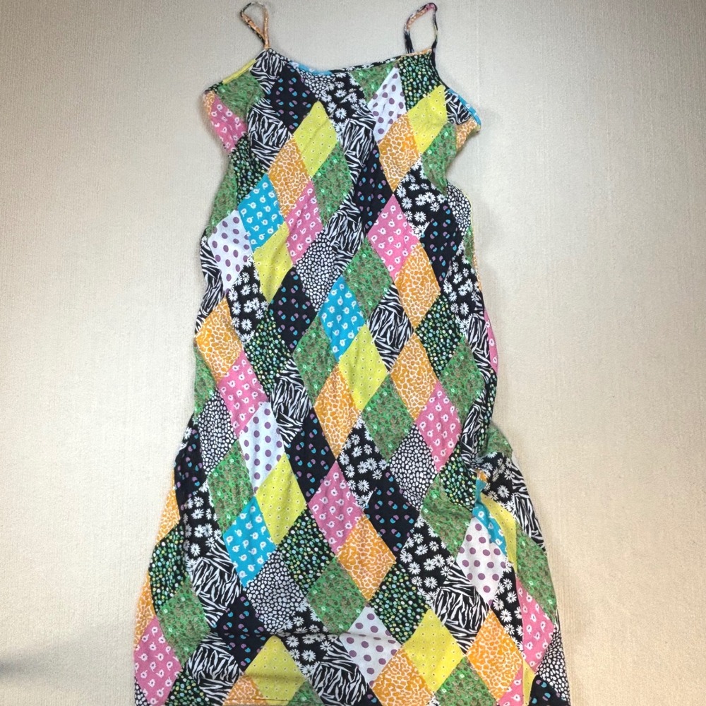 RIXO for Target Patchwork Floral Zebra Print Slip Midi Dress Multi Color Large